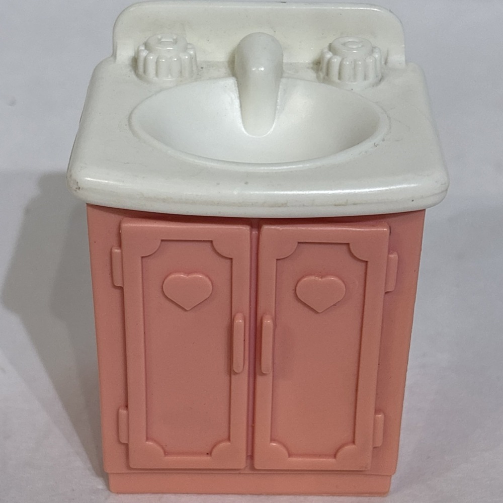 Vintage Fisher Price Dollhouse Furniture Pink & White Sink 1993